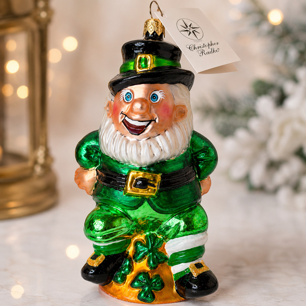 Christopher Radko Blarney Dance Leprechaun Glass Ornament Poland Tag 1999 Box